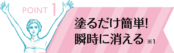 Point1 塗るだけ簡単！ 瞬時に消える ※1