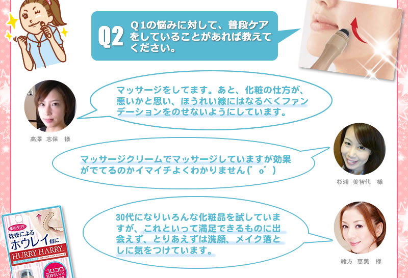 Ｑ1の悩みに対して、普段ケアをしていることがあれば教えてください。